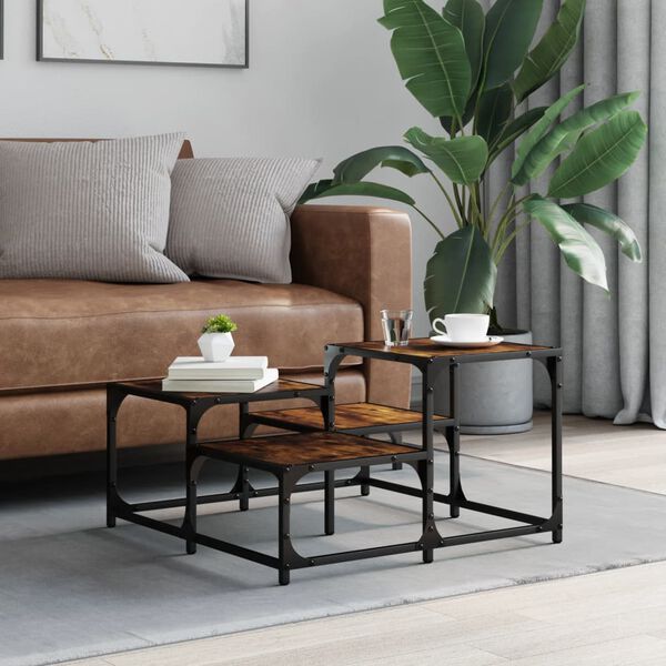 vidaXL Τραπεζάκι Σαλονιού Καπνιστή Δρυς 68 x 68 x 40 εκ. Επεξεργ. Ξύλο