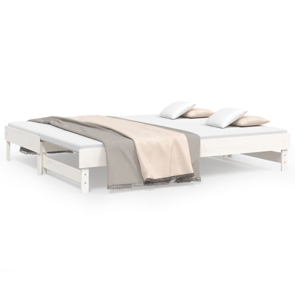 vidaXL Καναπές Κρεβάτι Συρόμενος Λευκός 2x(90x200) εκ. Μασίφ Πεύκο