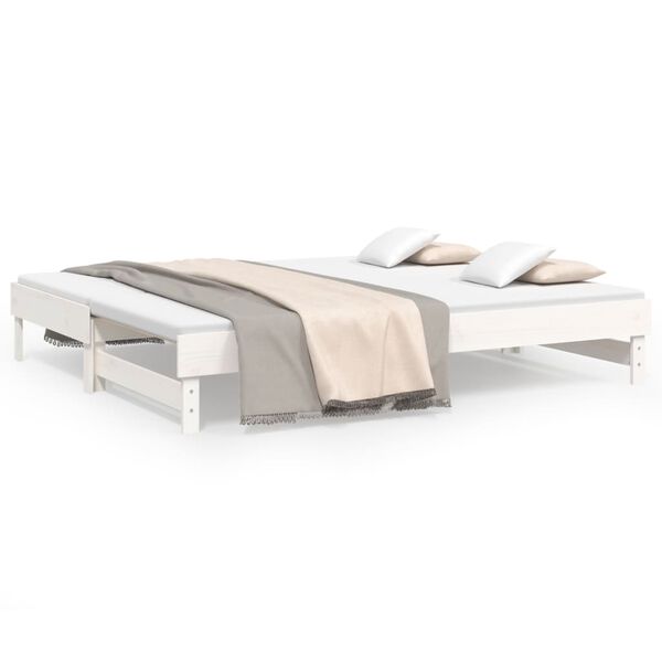 vidaXL Καναπές Κρεβάτι Συρόμενος Λευκός 2x(90x200) εκ. Μασίφ Πεύκο