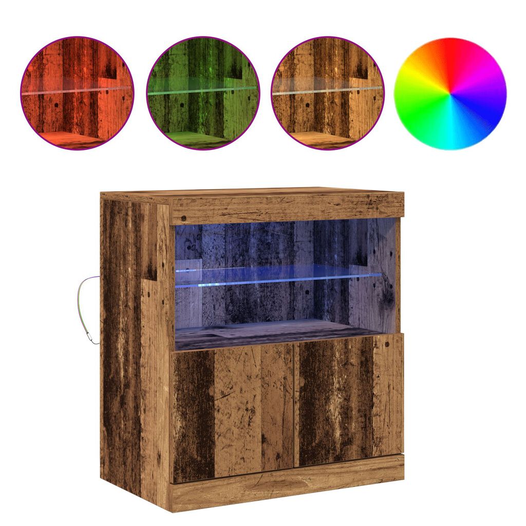 vidaXL Μπουφέ με LED Φώτα Παλιό Ξύλο 60x37x67 εκ.
