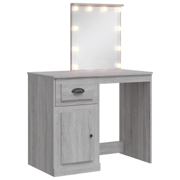 vidaXL Μπουντουάρ με LED Φώτα Γκρι Sonoma 90x42x132,5 εκ.