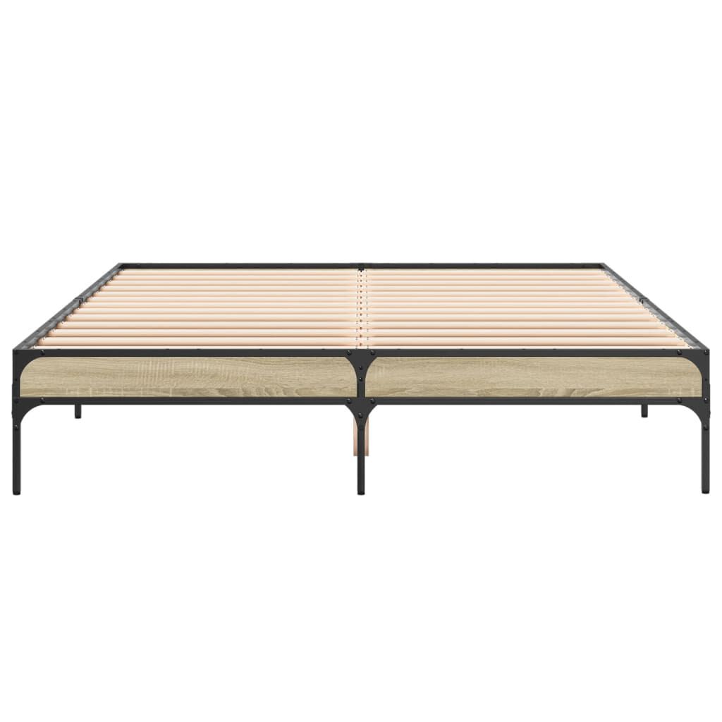 vidaXL Πλαίσιο Κρεβατιού Sonoma Δρυς 150x200 εκ. Επεξ. Ξύλο & Μέταλλο