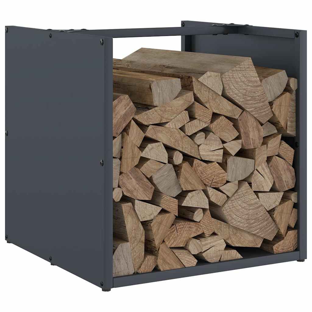 vidaXL Ράφι Καυσόξυλων Ανθρακί 40x40x40 εκ. Χάλυβας ψυχρής έλασης