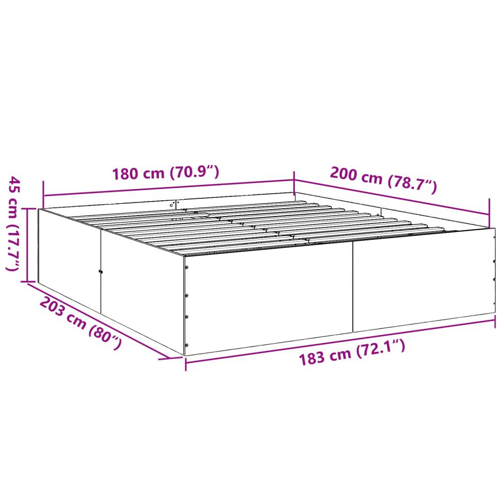 vidaXL Πλαίσιο Κρεβατιού Sonoma Δρυς 180x200 εκ. Επεξεργασμένο Ξύλο