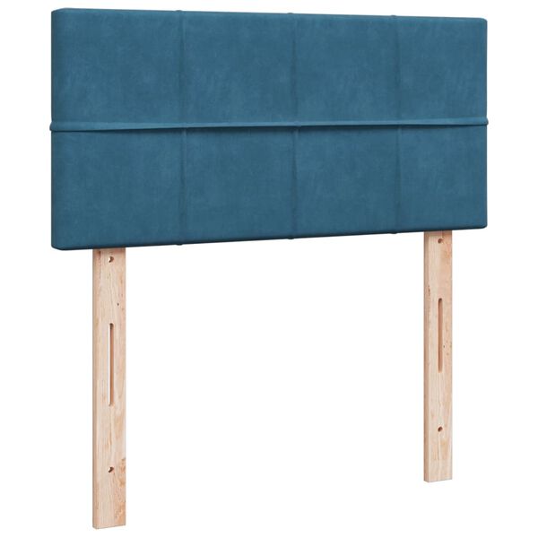 vidaXL Κρεβάτι Boxspring με Στρώμα Μπλε 90x200 εκ. Βελούδινο