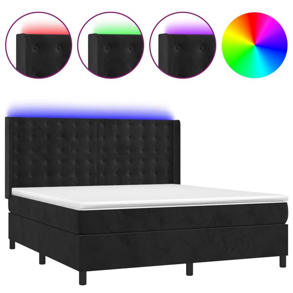 vidaXL &Kappa;&rho;&epsilon;&beta;ά&tau;&iota; Boxspring &mu;&epsilon; &Sigma;&tau;&rho;ώ&mu;&alpha; & LED &Mu;&alpha;ύ&rho;&omicron; 180x200 &epsilon;&kappa;. &Beta;&epsilon;&lambda;&omicron;ύ&delta;&iota;&nu;&omicron;