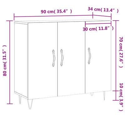 vidaXL Ντουλάπι Sonoma δρυς 90x34x80 εκ. Επεξεργασμένο Ξύλο