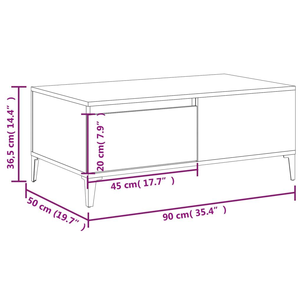vidaXL Τραπεζάκι Σαλονιού Γκρι Σκυροδ. 90x50x36,5 εκ. Επεξεργ. Ξύλο