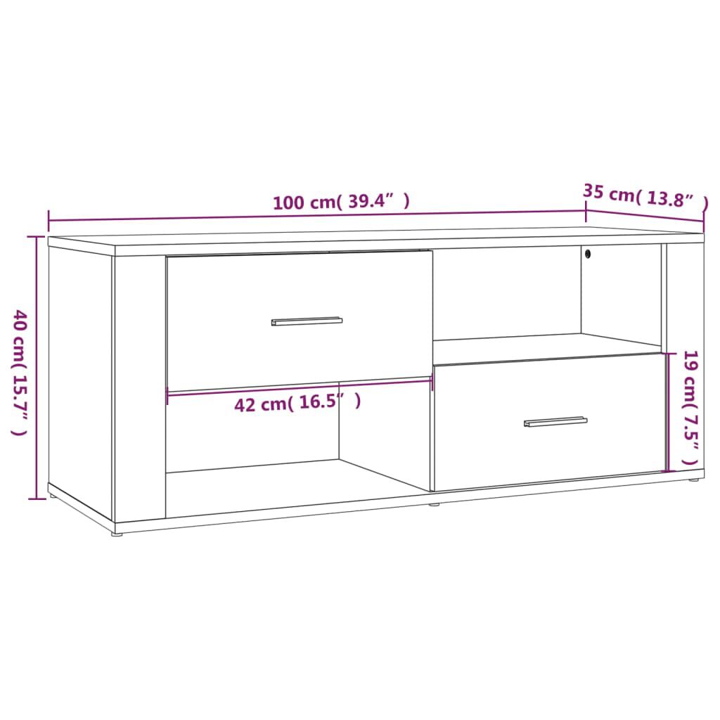 vidaXL Έπιπλο Τηλεόρασης Γκρι Sonoma 100x35x40 εκ. από Επεξεργ. Ξύλο