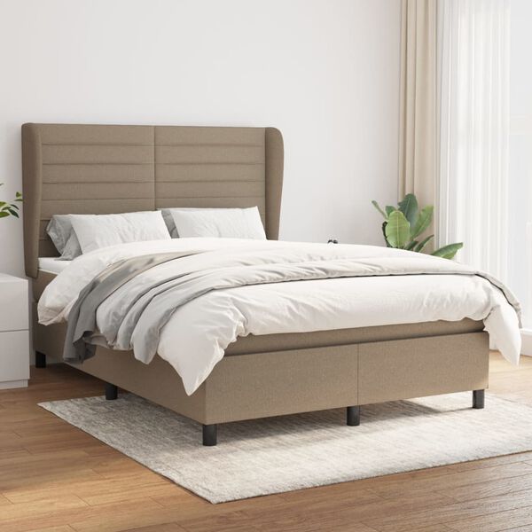 vidaXL &Kappa;&rho;&epsilon;&beta;ά&tau;&iota; Boxspring &mu;&epsilon; &Sigma;&tau;&rho;ώ&mu;&alpha; Taupe 140x200 &epsilon;&kappa;. &Upsilon;&phi;&alpha;&sigma;&mu;ά&tau;&iota;&nu;&omicron;