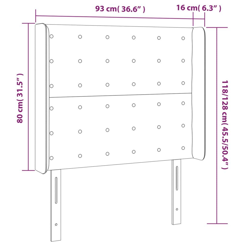 vidaXL Κεφαλάρι Κρεβατιού LED Μπλε 93x16x118/128εκ. Υφασμάτινο
