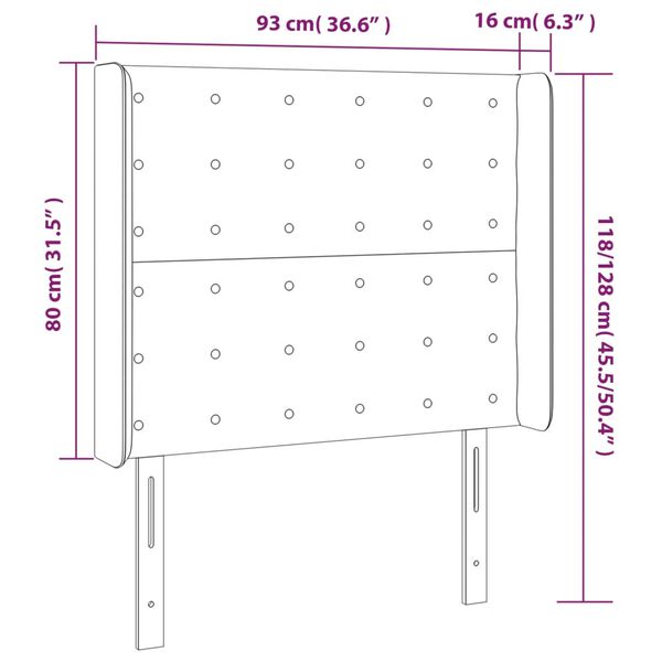 vidaXL Κεφαλάρι Κρεβατιού LED Μπλε 93x16x118/128εκ. Υφασμάτινο