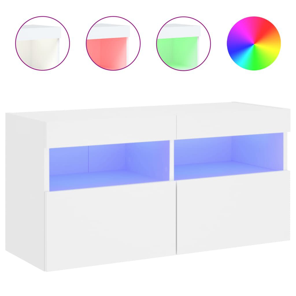 vidaXL Έπιπλο Τοίχου Τηλεόρασης με LED Λευκό 80x30x40 εκ.