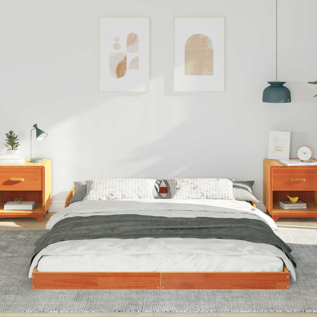 vidaXL Σκελετός Κρεβατιού Καφέ κεριού 160 x 200 cm Μασίφ ξύλο πεύκου
