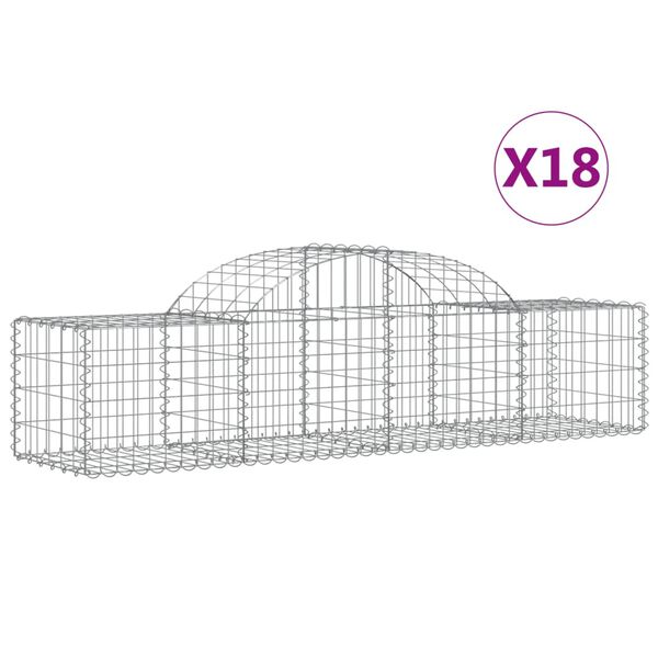 vidaXL Συρματοκιβώτια Τοξωτά 18 τεμ. 200x50x40/60 εκ. Γαλβαν. Ατσάλι
