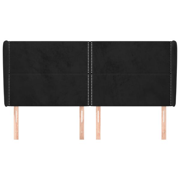 vidaXL Κεφαλάρι με Πτερύγια Μαύρο 183x23x118/128 εκ. Βελούδινο