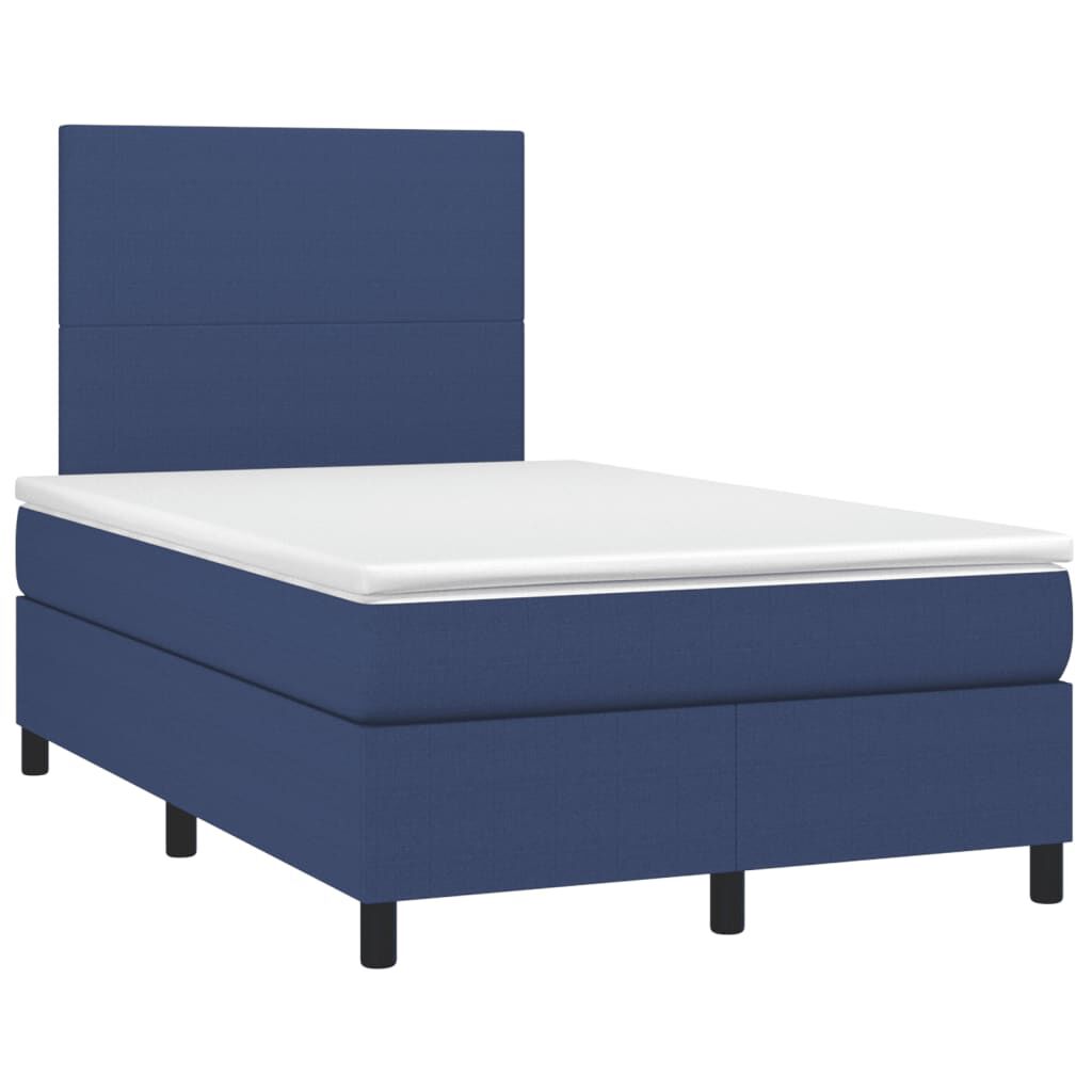 vidaXL Κρεβάτι Boxspring με Στρώμα Μπλε 120x190 εκ. Υφασμάτινο