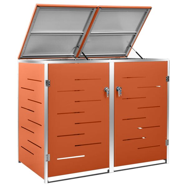 vidaXL Πλαίσιο Κάδων Απορρ. Διπλό με Ρόδες 138x77,5x112,5 εκ Αν. Ατσα.