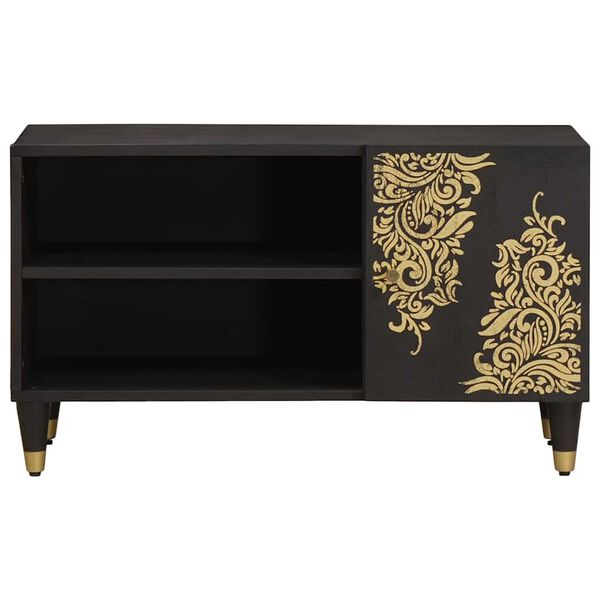 vidaXL Ντουλάπι TV με ράφι Μαύρο 80 x 33 x 46 εκ Στερεό ξύλο μάνγκο