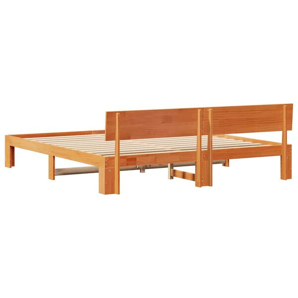 vidaXL Σκελετός Κρεβατιού Καφέ 200 x 200 cm Μασίφ ξύλο πεύκου