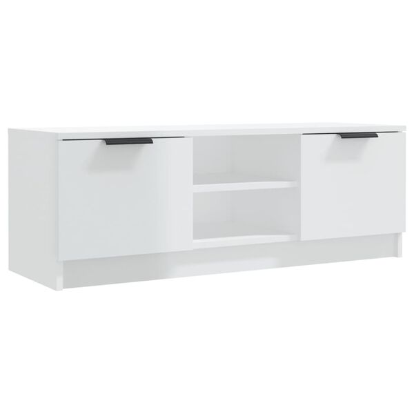 vidaXL Έπιπλο Τηλεόρασης Γυαλ. Λευκό 102x35x36,5 εκ Επεξεργασμένο Ξύλο