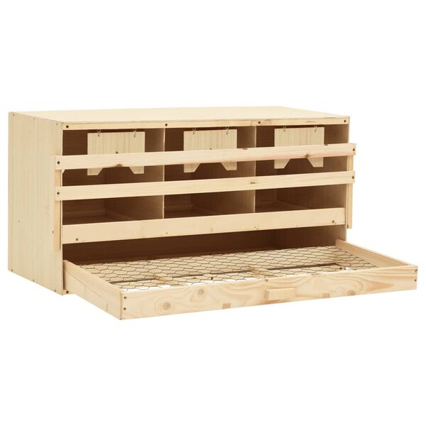 vidaXL Φωλιά για Κότες με 3 Θέσεις 72x33x38 εκ. από Μασίφ Ξύλο Πεύκου