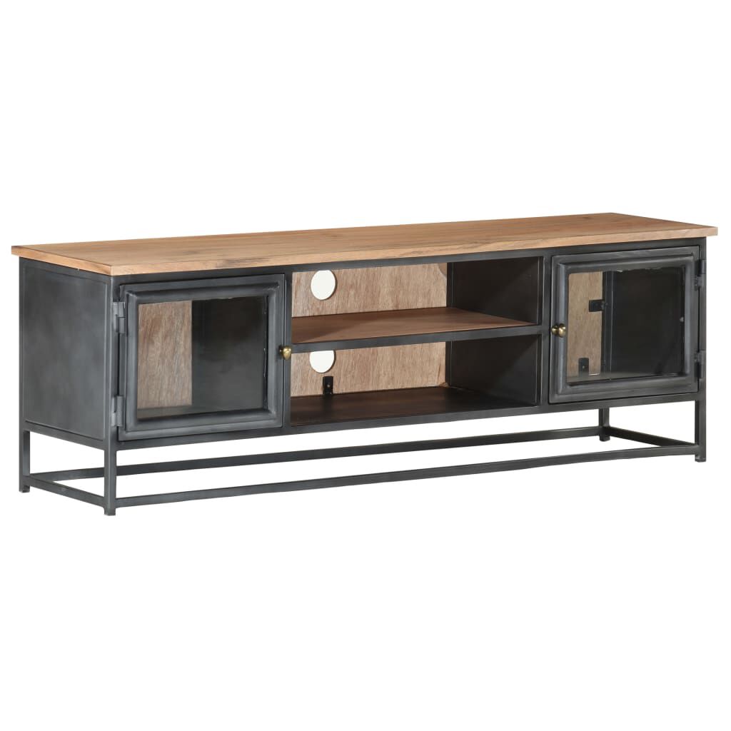 vidaXL Έπιπλο Τηλεόρασης Γκρι 120x30x40εκ. Μασίφ Ξύλο Ακακίας & Ατσάλι