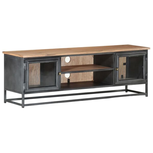 vidaXL Έπιπλο Τηλεόρασης Γκρι 120x30x40εκ. Μασίφ Ξύλο Ακακίας & Ατσάλι