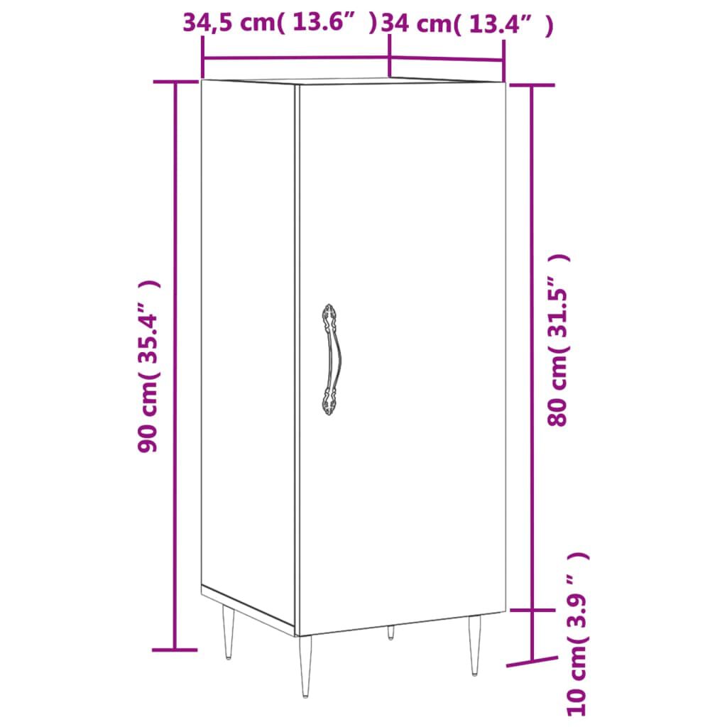 vidaXL Ντουλάπι Καφέ Δρυς 34,5 x 34 x 90 εκ. Επεξεργασμένο Ξύλο