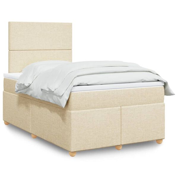 vidaXL &Kappa;&rho;&epsilon;&beta;ά&tau;&iota; Boxspring &mu;&epsilon; &Sigma;&tau;&rho;ώ&mu;&alpha; &Kappa;&rho;&epsilon;&mu; 120x190 &epsilon;&kappa;. &Upsilon;&phi;&alpha;&sigma;&mu;ά&tau;&iota;&nu;&omicron;