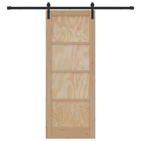 vidaXL Συρόμενη Πόρτα Φυσικό και μαύρο 78 x 202 εκ.