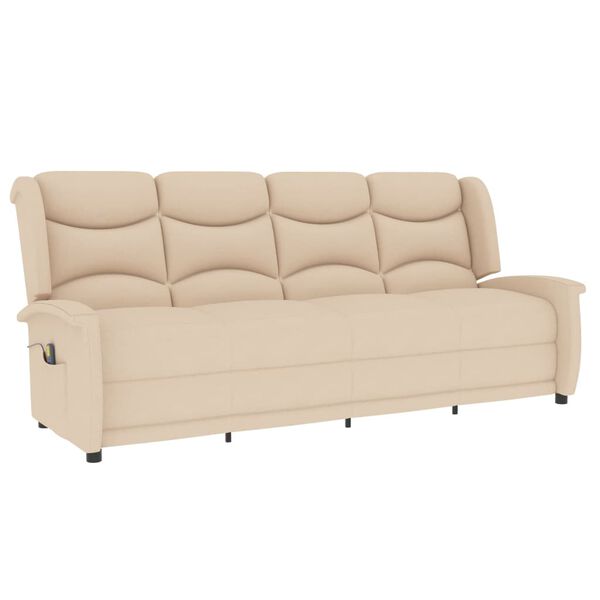 vidaXL Πολυθρόνα Μασάζ Τετραθέσια Ανακλινόμενη Κρεμ Υφασμάτινη