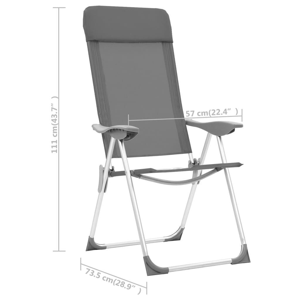 vidaXL Καρέκλες Camping Πτυσσόμενες 4 τεμ. Γκρι από Αλουμίνιο