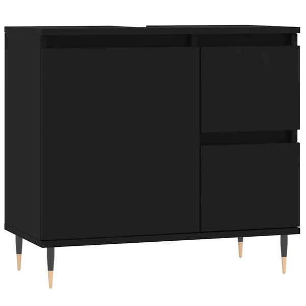 vidaXL Ντουλάπι Μπάνιου Μαύρο 65x33x60 εκ. Επεξεργασμένο Ξύλο