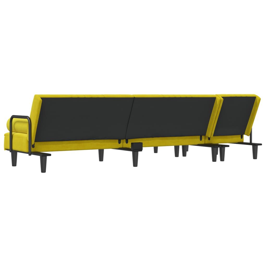 vidaXL Καναπές Κρεβάτι Γωνιακός Κίτρινος 260 x 140 x 70 εκ. Βελούδινος