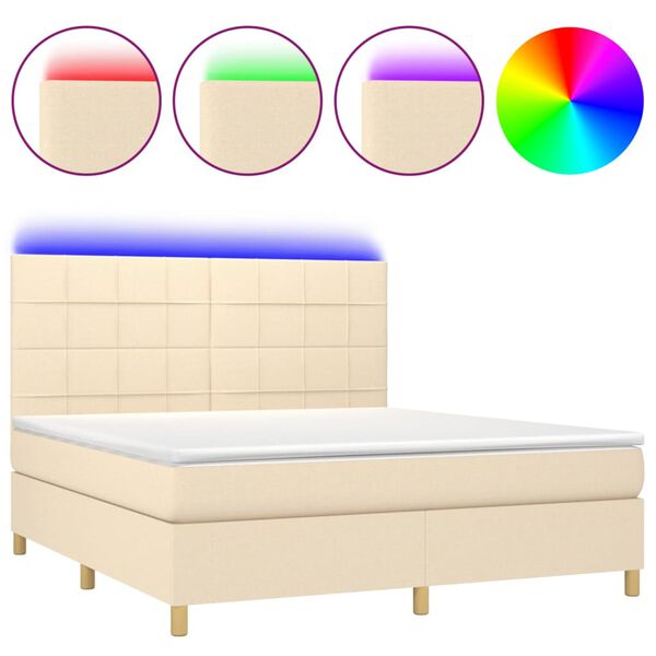 vidaXL &Kappa;&rho;&epsilon;&beta;ά&tau;&iota; Boxspring &mu;&epsilon; &Sigma;&tau;&rho;ώ&mu;&alpha; & LED &Kappa;&rho;&epsilon;&mu; 180x200 &epsilon;&kappa;. &Upsilon;&phi;&alpha;&sigma;&mu;ά&tau;&iota;&nu;&omicron;