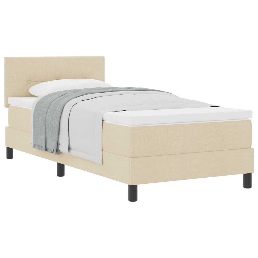 vidaXL Κρεβάτι Box Spring με Στρώμα Κρέμ 90x200 εκ Υφασμά