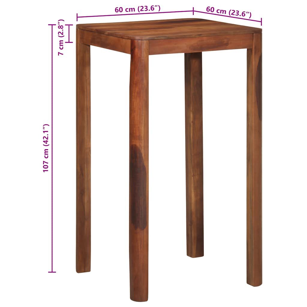 vidaXL Τραπεζάκι Μπαρ 60x60x107 cm Ακακία από Μασίφ Ξύλο