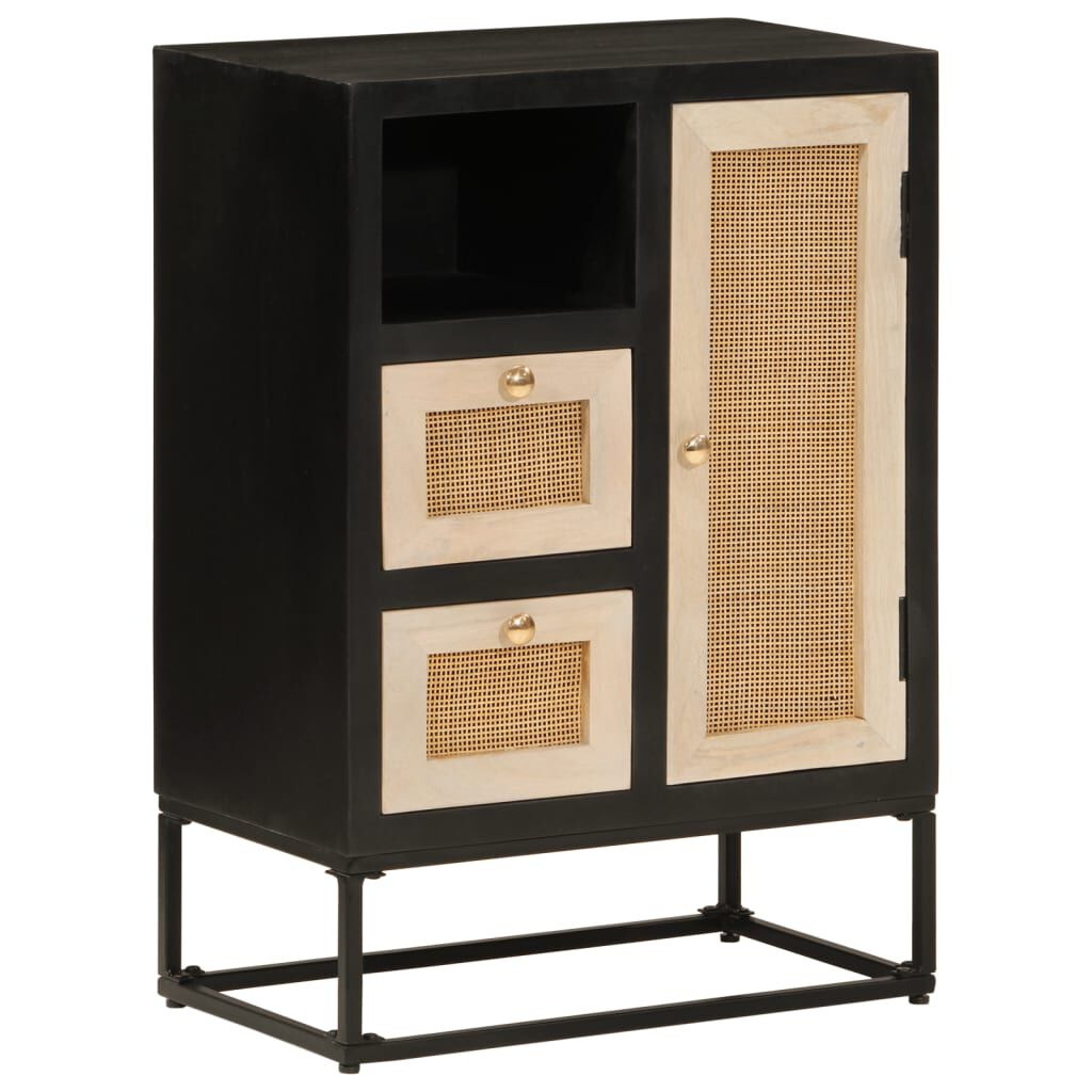 vidaXL Ντουλάπι Μαύρο 55x30x76 εκ. από Μασίφ Ξύλο Μάνγκο και Σίδηρο
