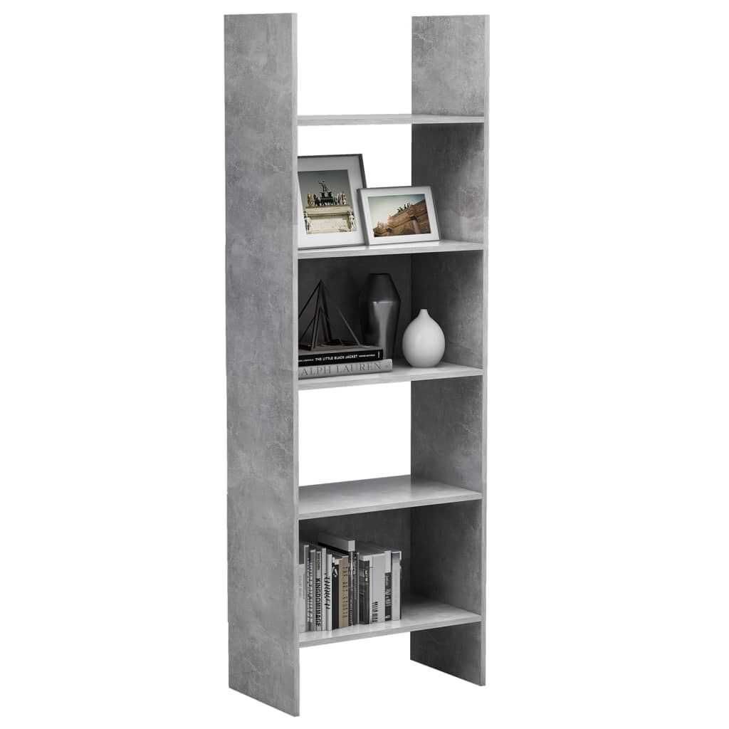 vidaXL Βιβλιοθήκη Γκρι Σκυροδέματος 60 x 35 x 180 εκ. από Επεξ. Ξύλο
