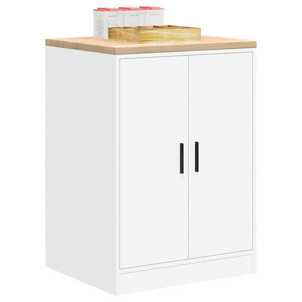 vidaXL ντουλάπι αποθήκευσης γκαράζ Λευκό 60x51x85 εκ μασίφ ξύλο πεύκο