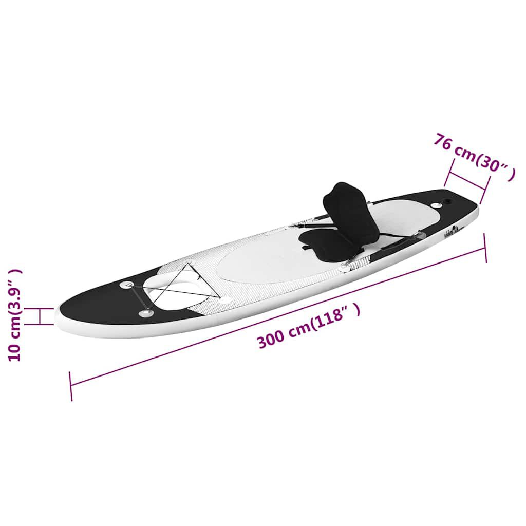 vidaXL Σανίδα SUP Φουσκωτή Σετ Μαύρη 300 x 76 x 10 εκ.