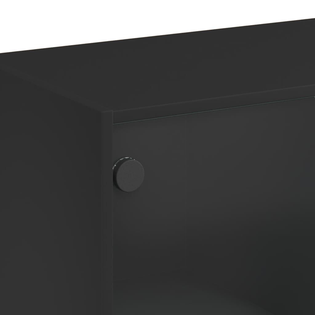 vidaXL Βιβλιοθήκη με Πόρτες Μαύρη 136x37x142 εκ. Επεξ. Ξύλο