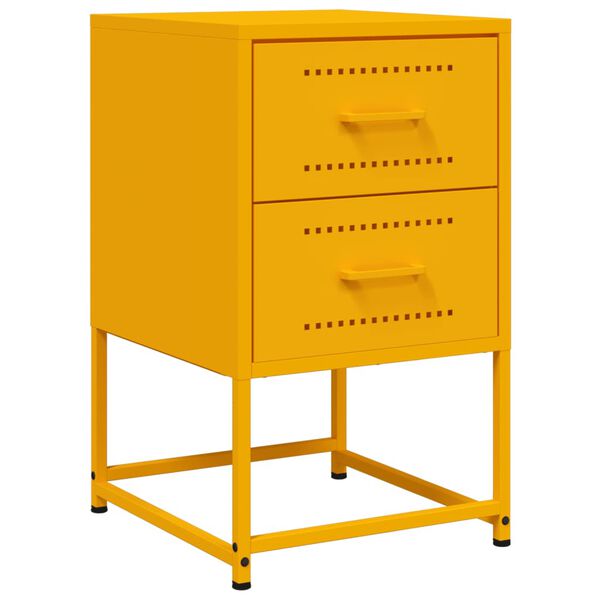 vidaXL Κομοδίνο Μουσταρδί 36x39x60,5 εκ. από Χάλυβα