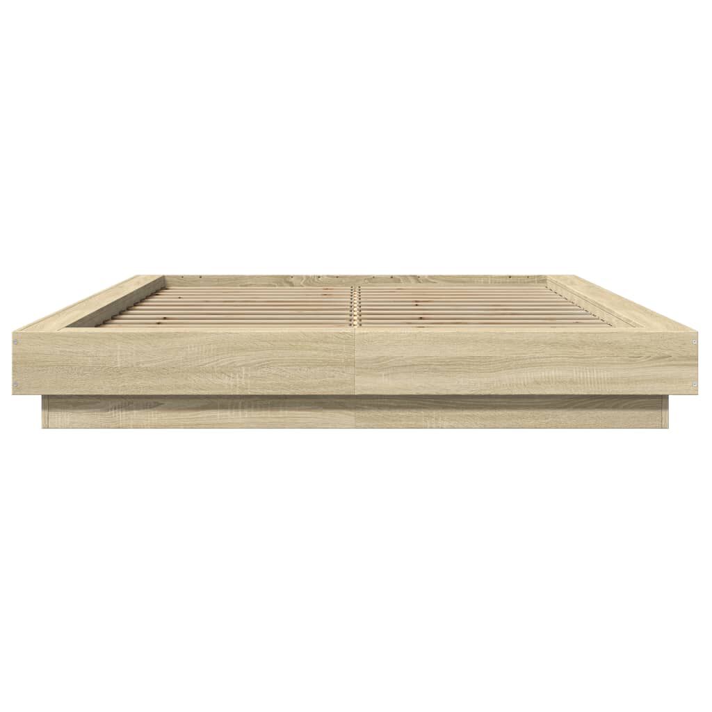 vidaXL Πλαίσιο Κρεβατιού με Φώτα LED Sonoma Δρυς 140x200εκ. Επεξ. Ξύλο
