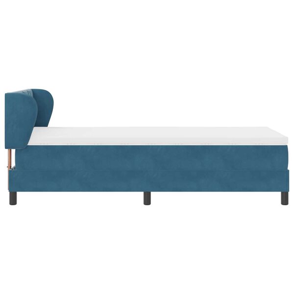 vidaXL Κρεβάτι Box Spring με Στρώμα Σκούρο Μπλε 90x190 εκ. Βελούδο