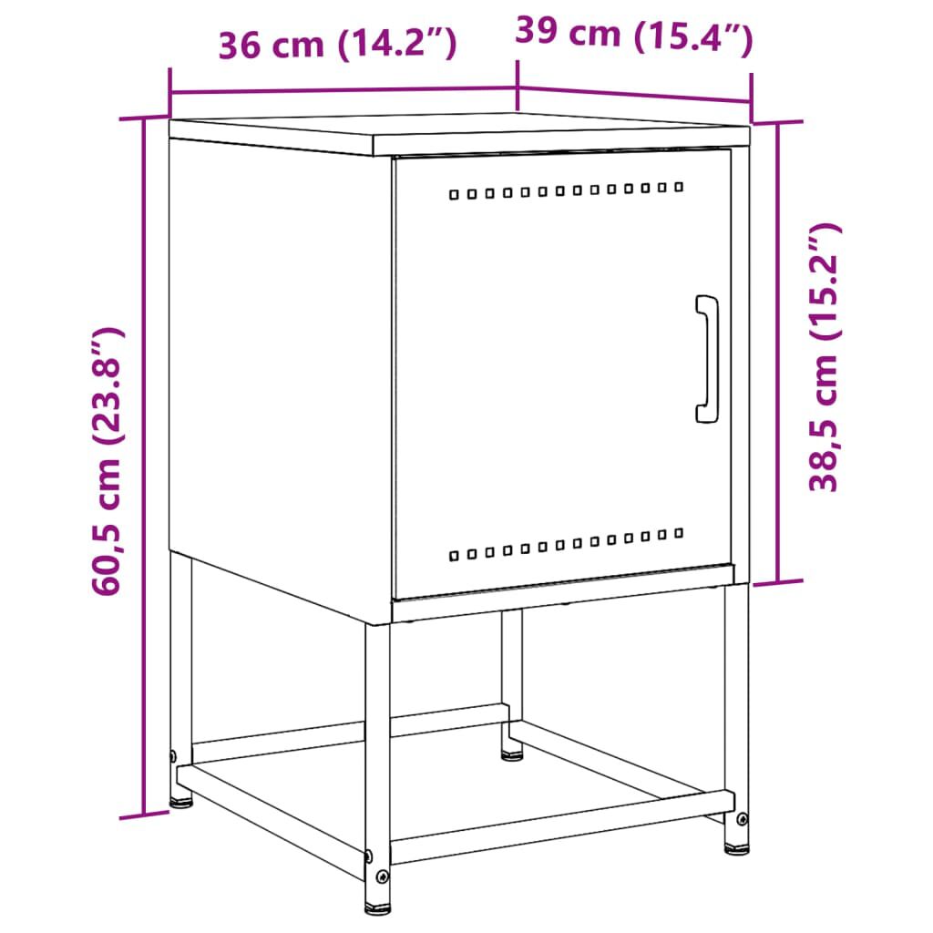 vidaXL Κομοδίνο Μουσταρδί 36x39x60,5 εκ. από Χάλυβα