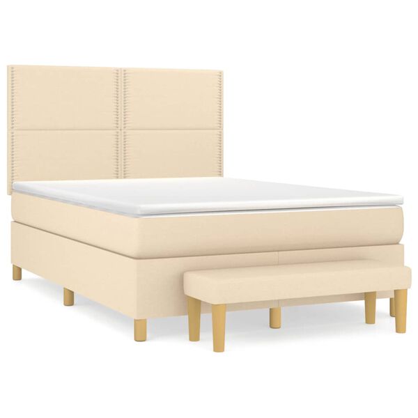 vidaXL &Kappa;&rho;&epsilon;&beta;ά&tau;&iota; Boxspring &mu;&epsilon; &Sigma;&tau;&rho;ώ&mu;&alpha; &Kappa;&rho;&epsilon;&mu; 140x190 &epsilon;&kappa;. &Upsilon;&phi;&alpha;&sigma;&mu;ά&tau;&iota;&nu;&omicron;