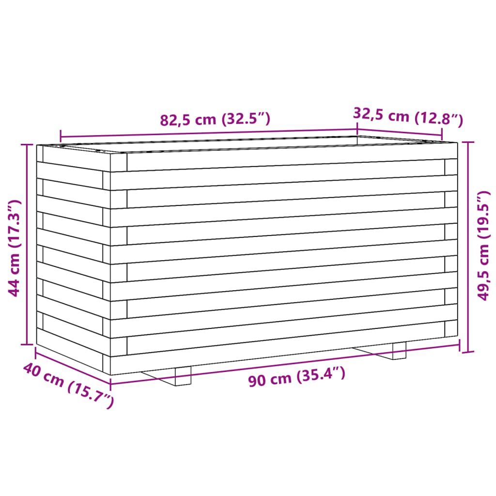 vidaXL Ζαρντινιέρα Κήπου Λευκή 90x40x49,5 εκ. από Μασίφ Ξύλο Πεύκου