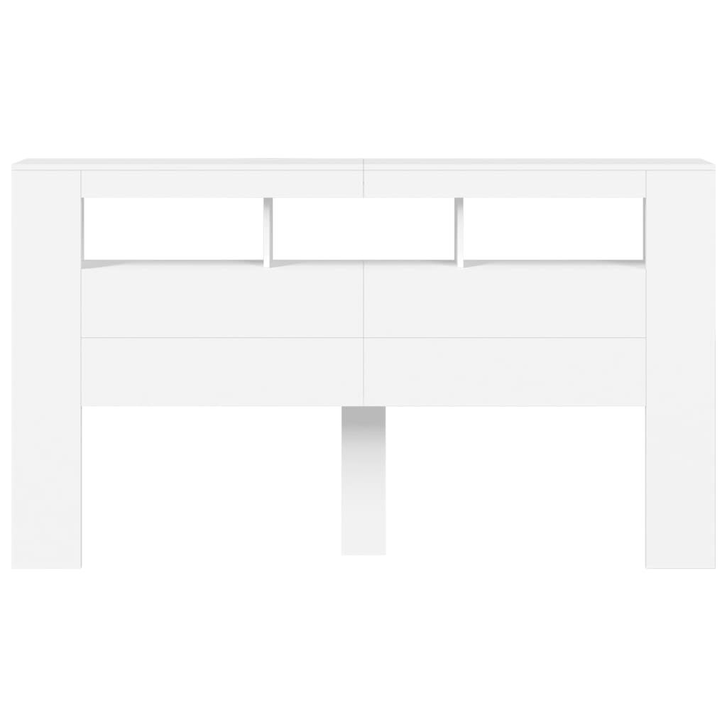 vidaXL Κεφαλάρι Κρεβατιού με LED Λευκό 180x18,5x103,5 εκ Επεξεργ. Ξύλο